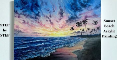 Sea Beach At Sunset Oil Painting Tutorial By Goutami